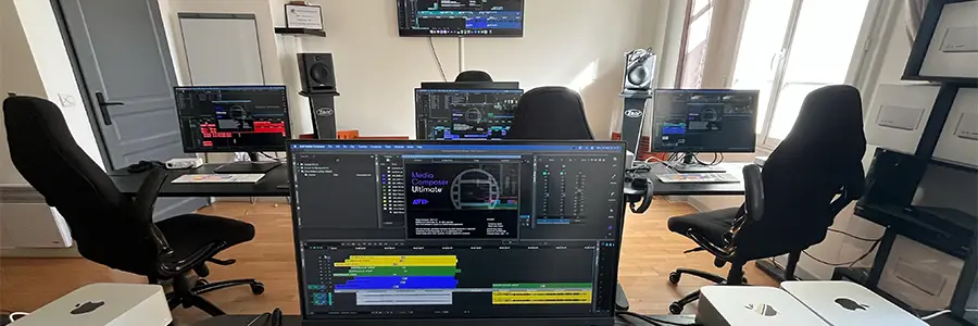 Salle de formation Fairlight à Paris – poste de post-production audio